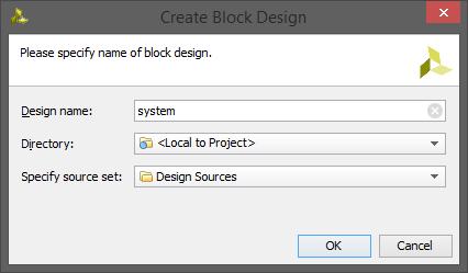 In the Flow Navigator, click Create Block Design under IP Integrator Figure 6. Create IP Integrator Block Diagram 2-1-2.