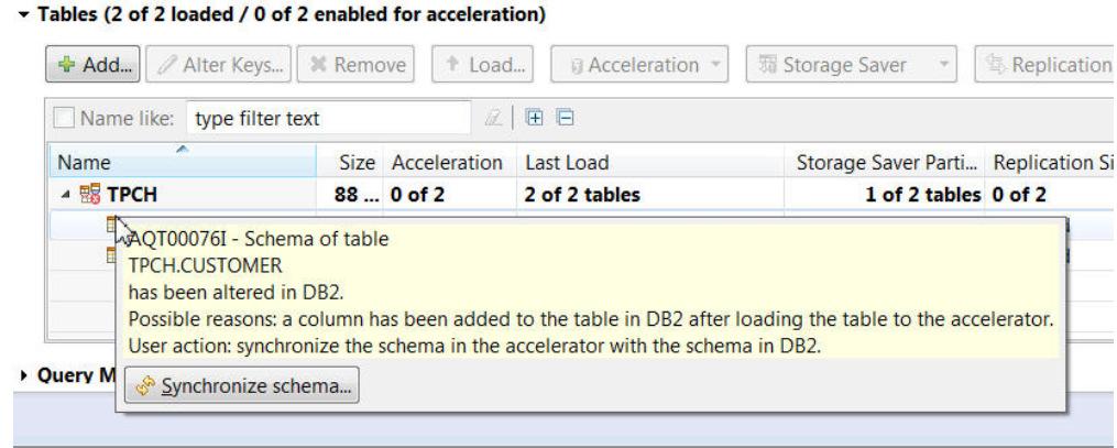 Interfaces for the Add Column support New stored procedure ACCEL_SYNCHRONIZE_SCHEMA to
