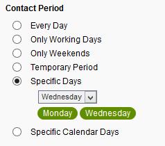 SMS GATEWAY SETTING - Specific days: You will automatically be contacted during defined specific days.