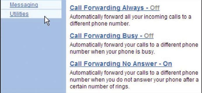 Call Forwarding No Answer This service enables a user to forward incoming calls to another telephone number after a designed number of rings.