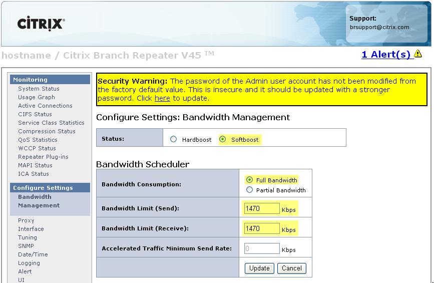 Repeat this on step for both Branch Repeater VPX s. Click on the Adjust Using Bandwidth Management link. You must configure the Branch Repeater VPX s Bandwidth Scheduler.