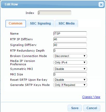 Configuration Note 3. Configuring AudioCodes SBC 5. Configure an IP Profile for the Windstream ITSP SIP Trunk: a. Click Add. b.