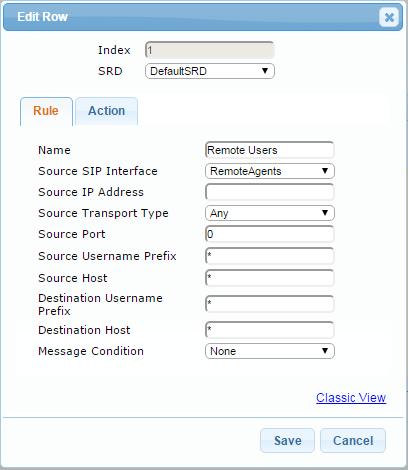 Windstream SIP Trunk with Genesys Contact Center Figure 3-47: Configure Rule Tab of the Classification Table 4.