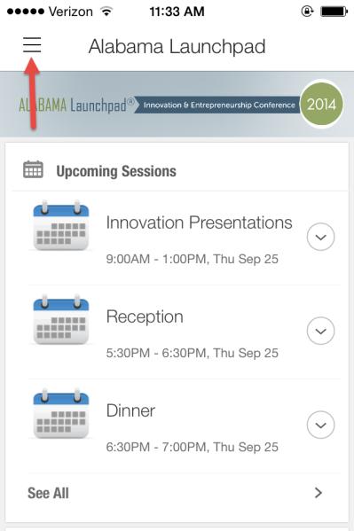 APP 1. Login to the Alabama Launchpad Conference app.