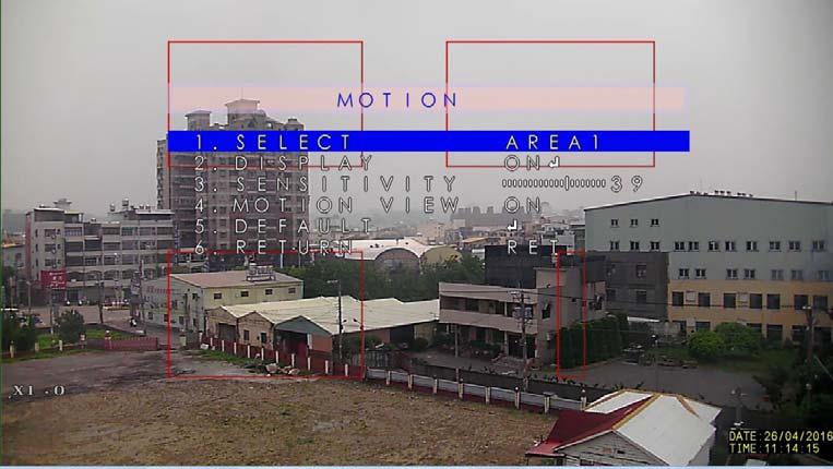 3.6.3 MOTION : Image Motion Trigger settings. OFF is to turn off motion trigger function. ON is to turn on motion trigger function,press ENTER to access motion trigger setting as below.