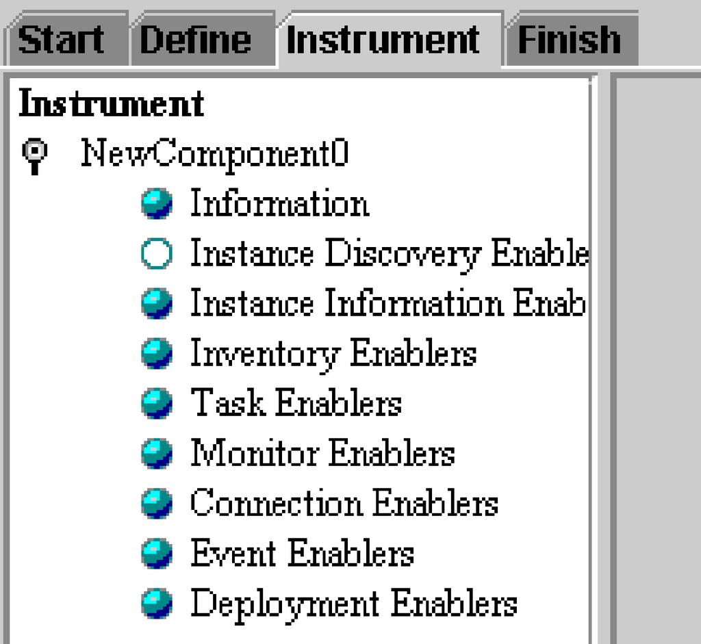 Figure 11. The tree view shows the new component and available enabler types. Click Add to add additional new components to the component list.