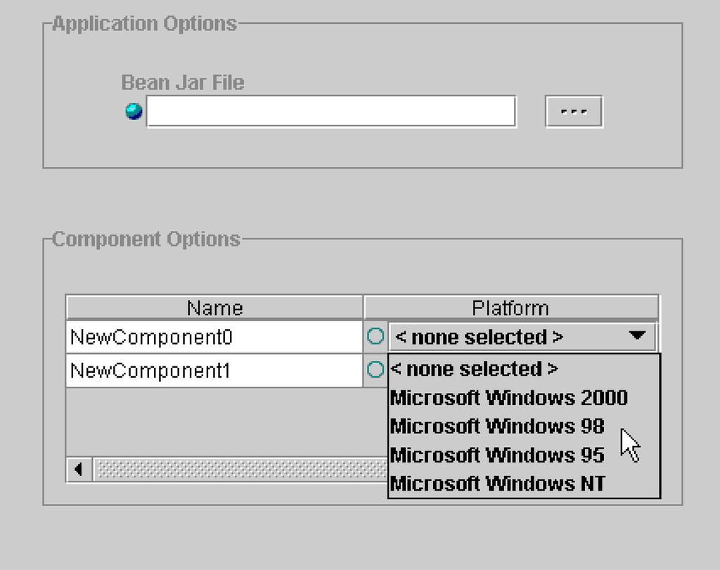 Figure 20. Specifying final build options for IT Director modules Under Application Options, you can optionally specify the bean jar file name in the Bean Jar File field.