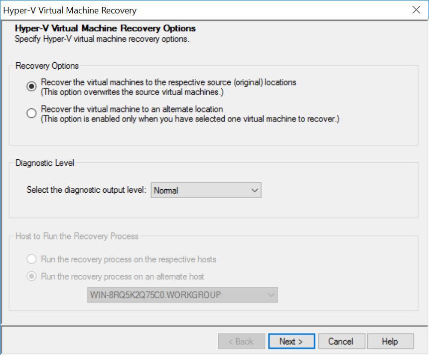 Recoveries Figure 12 Standalone - Hyper-V virtual machine recovery options page 10.