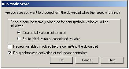 If you select Do synchronized activation of redundant controllers, the first unit defers application of the newly stored application data until the following actions have occurred: 1.