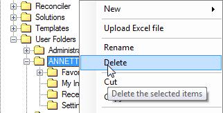 Remove User 1. Navigate to the Users and Groups folder within your repository and expand this node. 2.