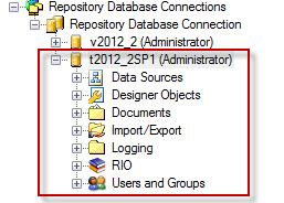 3. Your new repository now displays under the Repository Database Connection.