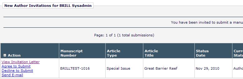 the + symbol in the Action column header to display all links directly on the page.) o o o o o View Submission: Opens the PDF of your submission.