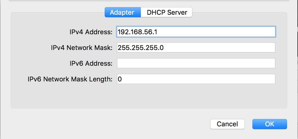 The vboxnet0 will be created. You also need to enable the DHCP server by selecting the vboxnet0 and clicking on the screwdriver button.