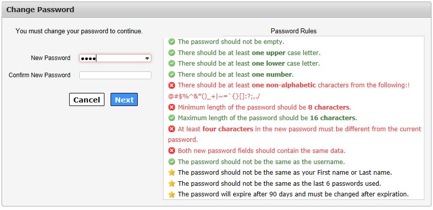 15.Enter and confirm new password following Password