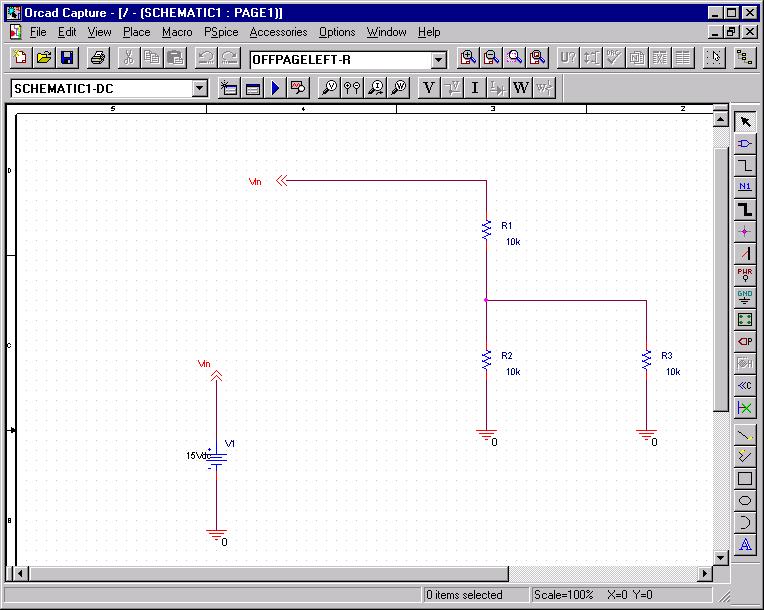 2. Bias Point Analysis Applied Electronics, Southwest Texas State University, 2, 13 This section describes how to use Orcad Capture to create the simple voltage divider circuit of Lab 1-4, shown in
