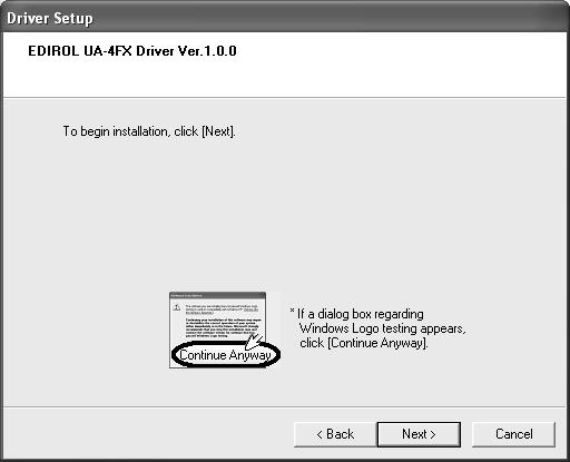 46) Windows 2000 users: If the setting in the Driver Signing Options dialog box is not set to Ignore, a dialog box indicating Could not find digital signature may appear.