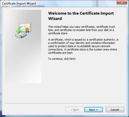 6. Select Place all certificates in the following