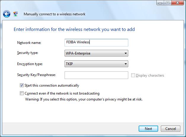 3. Select Manually connect to a wireless network and click Next. 4.