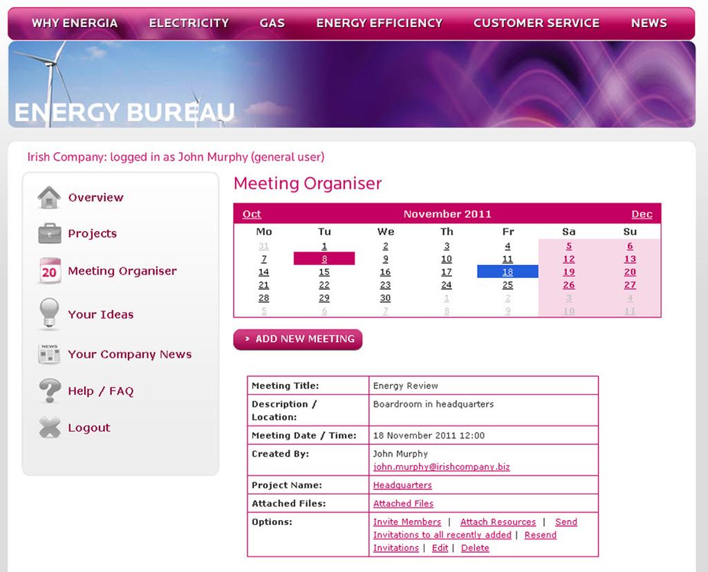 This presents you with the screen that allows you to enter all the necessary details for the meeting.