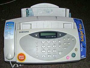 FAX Fax ( facsimile), sends scanned printed material, normally to a telephone number connected to a printer.