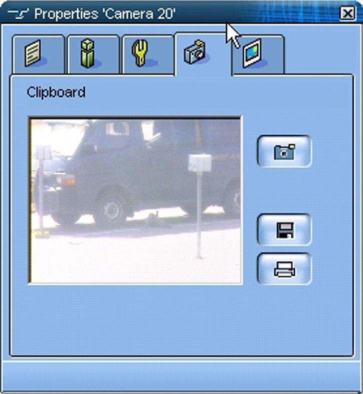 Some of the tabs in the Properties window are shown only if the device view is currently shown in the work space. Dome cameras have an additional Dome Control tab.