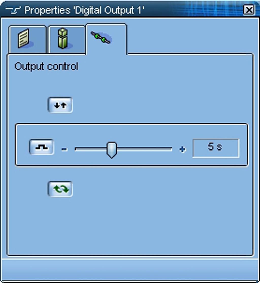 A B Output Control. Shows the Output Control tab of the Properties window, where you can control the output.