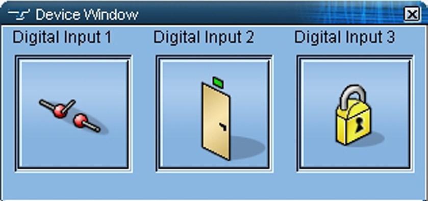 Digital inputs External devices, for example, door or window sensors, can be connected to the digital inputs of the recorder. The state of the inputs are shown with icons in Workstation.
