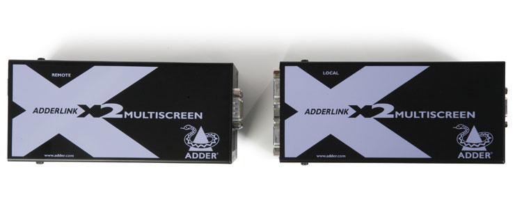 ADDERLINK X SERIES X2-MultiScreen Multiple video, multiple RS232, keyboard, mouse and audio extender, with local access, giving sharp, bright and ultra high-resolution video images at distances up to