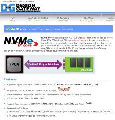 For more detail Detailed technical information available on the web site. http://www.dgway.com/nvme-ip_x_e.html Contact Design Gateway Co,. Ltd. sales@design-gateway.