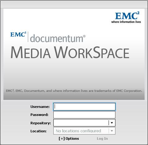 for the URL for MWS in your browser popup feature, and if you use Digital Asset Manager (DAM), also ensure that you create an exception for DAM. Figure 1. Login dialog To log in to Media WorkSpace: 1.
