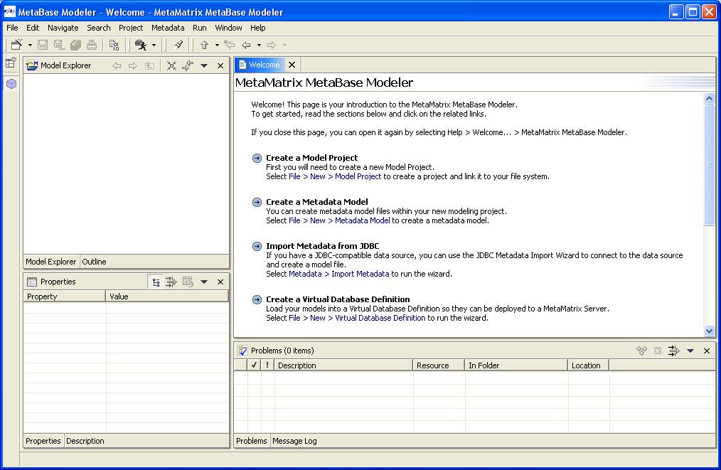 Modeling User-Defined Functions Using the MetaBase Modeler Workspace Viewing the MetaBase Modeler Workspace Window The MetaBase Modeler Workspace window looks like this the first time you