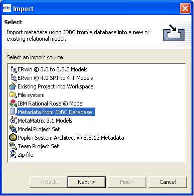 Importing Metadata Importing from a MetaMatrix Model File IMPORTING FROM A METAMATRIX MODEL FILE If you or someone else has exported a metadata model you can easily import that metadata into your