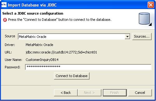 Importing Metadata Importing from a JDBC Database 15. In the URL: field, use the prefilled syntax structure to enter the location of the database you are importing.