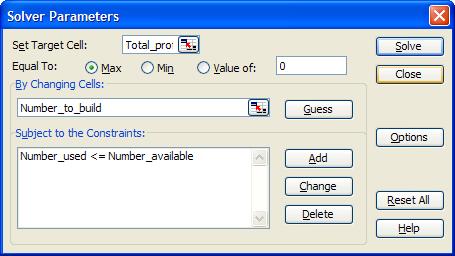 Excel Forecasting Tools Review Skills Summary The Solver Parameters dialog displays.