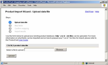 Once the file has been uploaded/located successfully, the Import Wizard will ask you to choose whether you intend to import new data to the database, or update existing data.