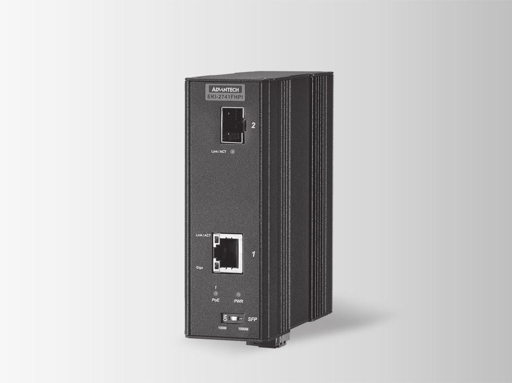 EKI-2741FHPI Industrial Grade IP31 Gigabit High 60W PoE Media Converter Supports multi-rate for SFP slot IEEE 802.