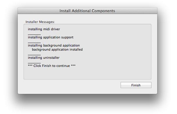 Once all the software components have been installed, click on the Finish button.