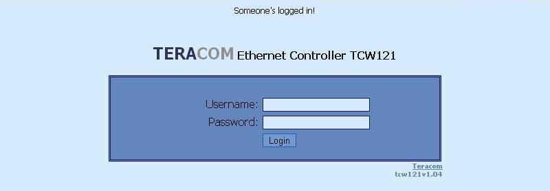 If the network settings are correct, the Login page will appear. 8. Web-based setup. The web based interface allows configuration, monitoring and control.
