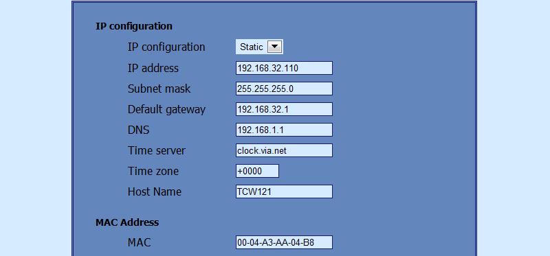 8.5 Network Setup page The Network parameters are set on this page.
