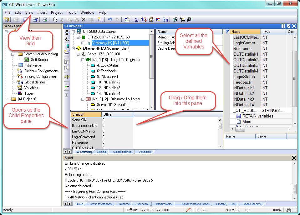 Step 21: If the Child Properties pane is not visible, select View from the toolbar, then the Grid option.