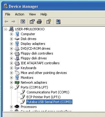 2. Double click "Ports (COM&LPT)" of Device Manager. A list of ports is displayed. Confirm the COM number.
