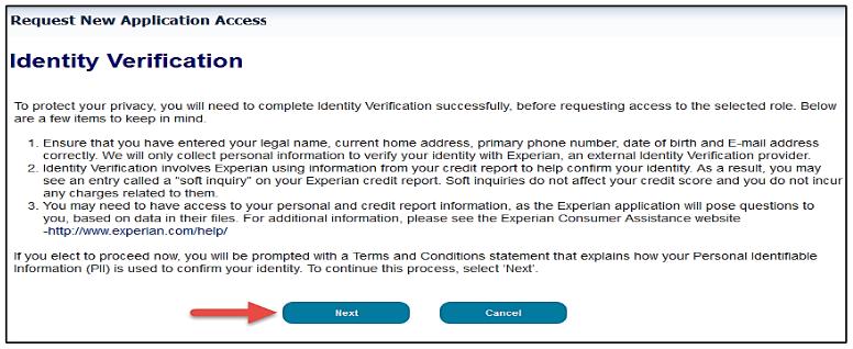 Identity Verification Review the Identity Verification items