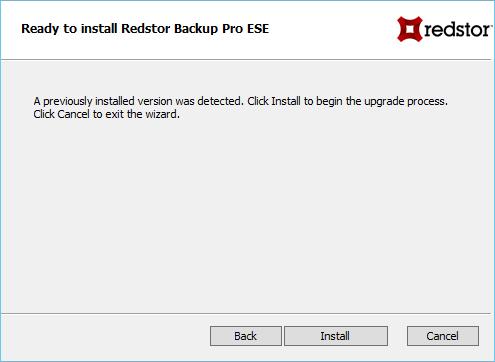 5. If the Backup Pro ESE service is running, you will be prompted that about Files in Use. Click OK to have the installer stop the service, update the software and then to restart the service. 6.