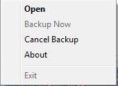 2. Alternatively, right-click the icon in your System Tray, and then click Cancel Backup. 3. In the confirmation dialog box that appears, click Yes.