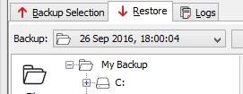 data to restore Selecting the backup date To select the desired backup 1. First, select the relevant view based on the type of data you need.