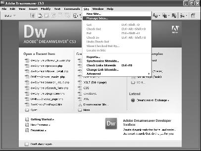 Create a Dreamweaver Site Dreamweaver is a full-featured Web application development tool.