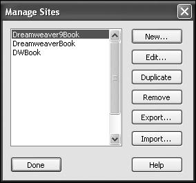 Remove a Dreamweaver Site You can remove a Dreamweaver Site when you no longer need it. The settings saved for the site are deleted from Dreamweaver s internal files.