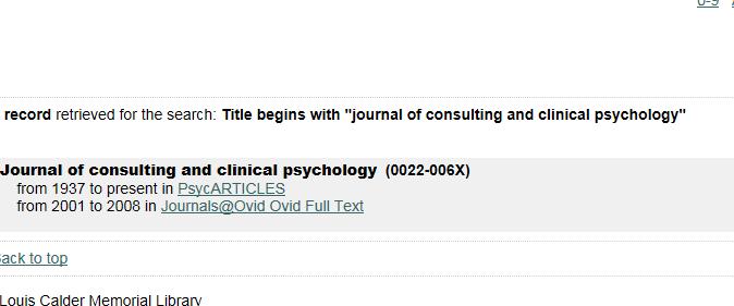 Search for Journal of Consulting &