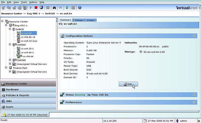 When the virtual server starts, it will boot the VS Tools package you installed, as shown in Figure 101.