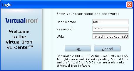 Chapter 2 INSTALLING VIRTUAL IRON XEE Connecting to the VI-Center CONNECTING TO THE VI-CENTER After installing Virtual Iron, use a web browser to connect to the VI-Center node (the node on which you